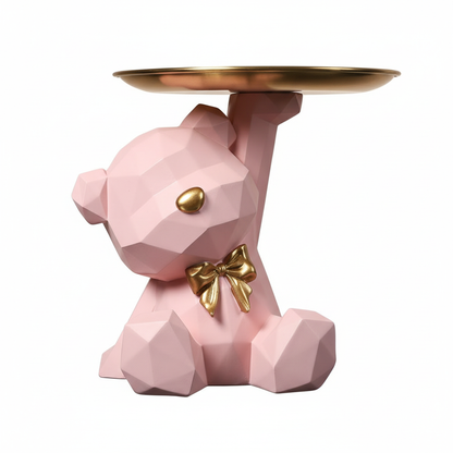 Geometric Bear Storage Sculpture with Pallet Resin Key Holder Figurine Entrance Crafts Household Supplies for Office Coffee Shop