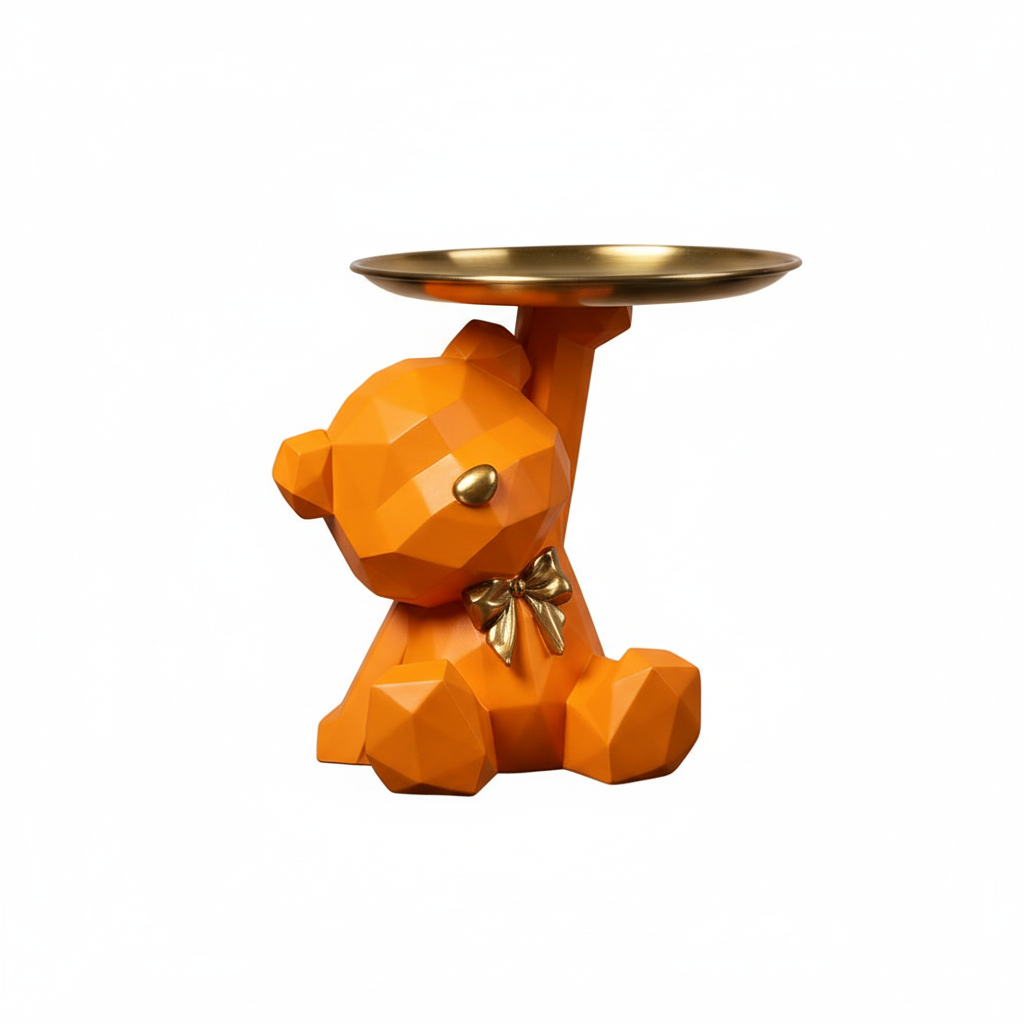 Geometric Bear Storage Sculpture with Pallet Resin Key Holder Figurine Entrance Crafts Household Supplies for Office Coffee Shop