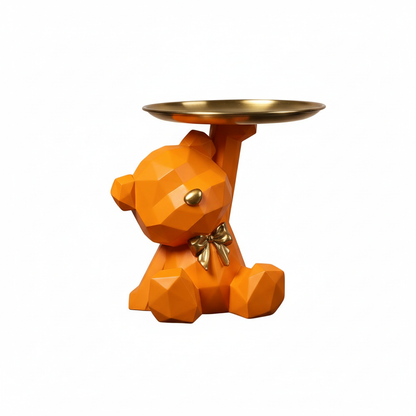 Geometric Bear Storage Sculpture with Pallet Resin Key Holder Figurine Entrance Crafts Household Supplies for Office Coffee Shop