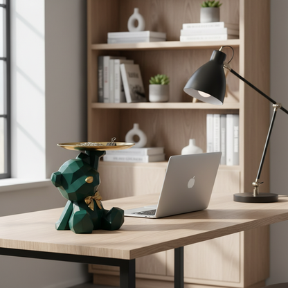 Geometric Bear Storage Sculpture with Pallet Resin Key Holder Figurine Entrance Crafts Household Supplies for Office Coffee Shop